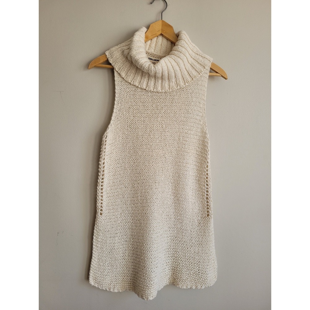 Billabong Sidewaze Love Turtle Neck Tunic Side Slits Sweater Medium 100% Cotton
